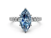 Solitaire Engagement Ring Setting for Fancy Blue Marquise Center with Large Accents and Prong Head in Platinum