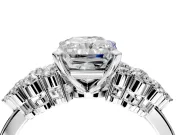 Cluster Engagement Ring Setting for Radiant Cut Center with 2-Row Shoulder Clusters and Prong Head in Sterling Silver