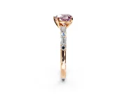 Baguette Engagement Ring Setting for Fancy Pink Heart-Shaped Center with Alternating Bar-Set Band and Prong Head in Rose Gold