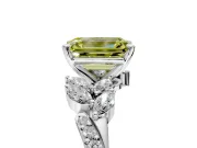 Solitaire Engagement Ring Setting for Fancy Yellow Emerald Cut Center with Marquise Accent Twist Band and Prong Head in Platinum
