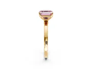 Solitaire Engagement Ring Setting for Fancy Pink Asscher Cut Center with Thin Rounded Plain Band and Prong Head in Yellow Gold