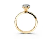 Open Basket Engagement Ring Setting for Heart-Shaped Center with Pave Band and Prong Head in Yellow Gold