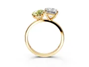 Fancy Yellow Oval and Emerald Cut Lab-Grown Diamond Toi et Moi Engagement Ring with Prong-Set Stones in Yellow Gold