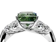Cluster Engagement Ring Setting for Fancy Green Princess Cut Center with Round Cut Accent Frame and Prong Head in Platinum