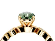 Solitaire Engagement Ring Setting for Fancy Green Pear-Shaped Center with Milgrain Bezel Accents and Prong Head in Yellow Gold