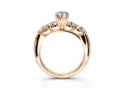 5 Stone Engagement Ring Setting for Fancy Blue Pear-Shaped Center with Graduated Accents and Prong Head in Rose Gold