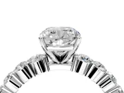 Shared-Prong Engagement Ring Setting for Cushion Cut Center with Graduated Accents and Prong Head in Sterling Silver