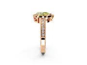 Milgrain Halo Engagement Ring Setting for Fancy Yellow Pear-Shaped Center with Wide Pave Band and Prong Head in Rose Gold
