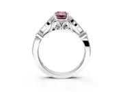 Solitaire Engagement Ring Setting for Fancy Pink Emerald Cut Center with Marquise and Bezel Accents and Prong Head in White Gold