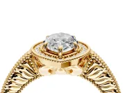 Milgrain Halo Engagement Ring Setting for Marquise Center with Pave Band and Prong Head in Yellow Gold