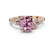 Solitaire Engagement Ring Setting for Fancy Pink Round Cut Center with Marquise Accent Twist Band and Prong Head in Rose Gold