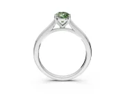 Solitaire Engagement Ring Setting for Fancy Green Pear-Shaped Center with Narrow Cathedral Band and Prong Head in Platinum