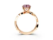 Solitaire Engagement Ring Setting for Fancy Pink Round Cut Center with Pave and Plain Crossover Band and Prong Head in Rose Gold