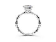 Solitaire Engagement Ring Setting for Princess Cut Center with Bamboo Band and Prong Head in Platinum
