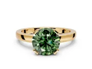 Solitaire Engagement Ring Setting for Fancy Green Round Cut Center with Plain Band and Flat Tab Prong Head in Yellow Gold