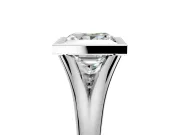 Solitaire Engagement Ring Setting for Princess Cut Center with V Split Shank and Bezel Head in Platinum