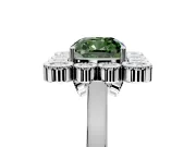 Cluster Halo Engagement Ring Setting for Fancy Green Cushion Cut Center with Milgrain Bezel Accents and Prong Head in White Gold