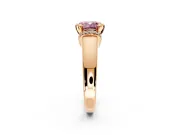 Solitaire Engagement Ring Setting for Fancy Pink Cushion Cut Center with Wide Band, Pave Collar and Prong Head in Rose Gold