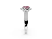 Halo Engagement Ring Setting for Fancy Pink Round Cut Center with Square Band and Prong Head in Platinum