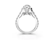Solitaire Engagement Ring Setting for Marquise Center with Pave Cathedral Shoulders and Prong Head in White Gold