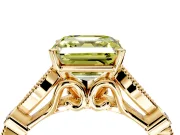 Solitaire Engagement Ring Setting for Fancy Yellow Asscher Cut Center with Marquise and Bezel Accents and Prong Head in Yellow Gold
