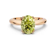 Solitaire Engagement Ring Setting for Fancy Yellow Oval Center with Reverse Tapered Band and Prong Head in Rose Gold