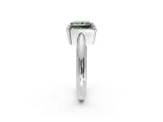 Halo Engagement Ring Setting for Fancy Green Princess Cut Center with Tapered Plain Band and Prong Head in Sterling Silver