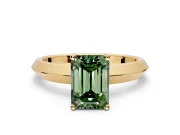 Solitaire Engagement Ring Setting for Fancy Green Emerald Cut Center with Wide Knife Ridge Band and Prong Head in Yellow Gold