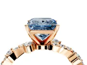 Solitaire Engagement Ring Setting for Fancy Blue Princess Cut Center with Bar-Station Pave Twist and Prong Head in Rose Gold