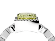 Milgrain Bezel Engagement Ring Setting for Fancy Yellow Princess Cut Center with Marquise Stations and Bezel Head in Sterling Silver