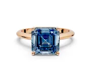 Solitaire Engagement Ring Setting for Fancy Blue Asscher Cut Center with Knife Ridge Band and Claw Prong Head in Rose Gold