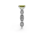 Solitaire Engagement Ring Setting for Fancy Yellow Emerald Cut Center with Marquise Panel Band and Prong Head in Sterling Silver