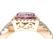Halo Engagement Ring Setting for Fancy Pink Princess Cut Center with Wide-Open Pave Split Shank and Prong Head in Rose Gold