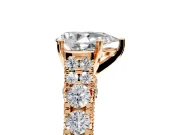 Solitaire Engagement Ring Setting for Pear-Shaped Center with Pave Cathedral Shoulders and Prong Head in Rose Gold