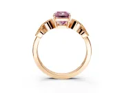 Leaf Engagement Ring Setting for Fancy Pink Princess Cut Center with Milgrain Accent Band and Prong Head in Rose Gold