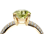 Solitaire Engagement Ring Setting for Fancy Yellow Round Cut Center with Multi-Row Pave Accents and Basket Head in Yellow Gold