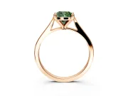 Solitaire Engagement Ring Setting for Fancy Green Cushion Cut Center with Tapered Shoulders and Prong Head in Rose Gold