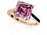 Solitaire Engagement Ring Setting for Fancy Pink Asscher Cut Center with Tapered Shoulders and Prong Head in Rose Gold