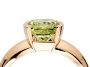 Tension Engagement Ring Setting for Fancy Yellow Princess Cut Center with Wide Flat Band and Tension Head in Rose Gold
