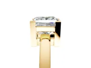 Solitaire Engagement Ring Setting for Princess Cut Center with Plain Band and Flat Tab Prong Head in Yellow Gold