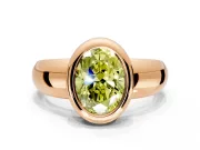 Solitaire Engagement Ring Setting for Fancy Yellow Oval Center with Wide Band and Bezel Head in Rose Gold