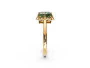 Floral Frame Engagement Ring Setting for Fancy Green Princess Cut Center with Accent Clusters and Prong Head in Yellow Gold