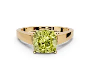 Solitaire Engagement Ring Setting for Fancy Yellow Cushion Cut Center with Tapered Split Shoulders and Prong Head in Yellow Gold