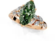 Solitaire Engagement Ring Setting for Fancy Green Marquise Center with Marquise Accent Twist Band and Prong Head in Rose Gold