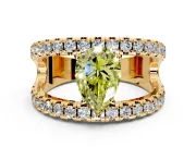 Solitaire Engagement Ring Setting for Fancy Yellow Pear-Shaped Center with Wide-Open Split Shank and Prong Head in Yellow Gold