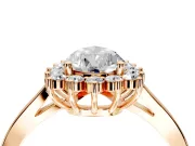 Starburst Halo Engagement Ring Setting for Pear-Shaped Center with Flat Cathedral Band and Prong Head in Rose Gold