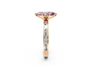 Solitaire Engagement Ring Setting for Fancy Pink Marquise Center with Channel Baguette Band and Prong Head in Rose Gold