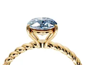 Solitaire Engagement Ring Setting for Fancy Blue Oval Center with Plain Twisted Rope Band and Prong Head in Yellow Gold