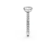 Solitaire Engagement Ring Setting for Radiant Cut Center with Shared-Prong Accents and Prong Head in Sterling Silver