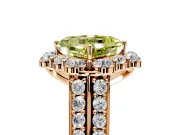 Large Accent Halo Engagement Ring Setting for Fancy Yellow Asscher Cut Center with Pave Split Shank and Prong Head in Rose Gold